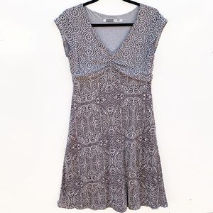 Athleta Dhara Burnout Dress V Neck Tall Grey Print